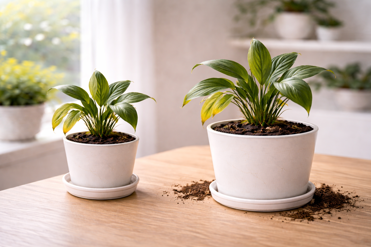 How Often Should Indoor Plants Be Repotted - Peace lily repotting progression