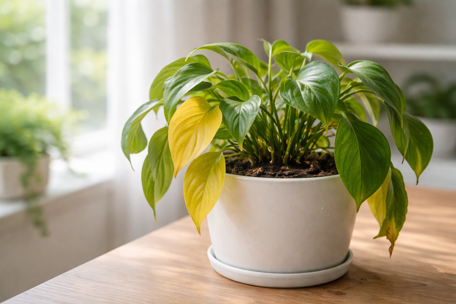 How to Tell If You’re Overwatering Indoor Plants - Drooping pothos by the window