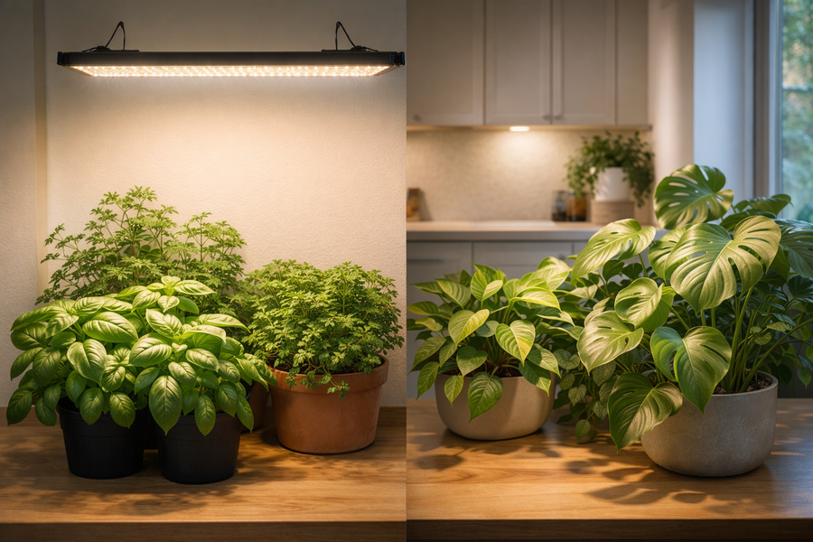 Lighting for Herbs vs Houseplants